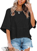 📦📦Panel Solid Color Flared Sleeve T-Shirt