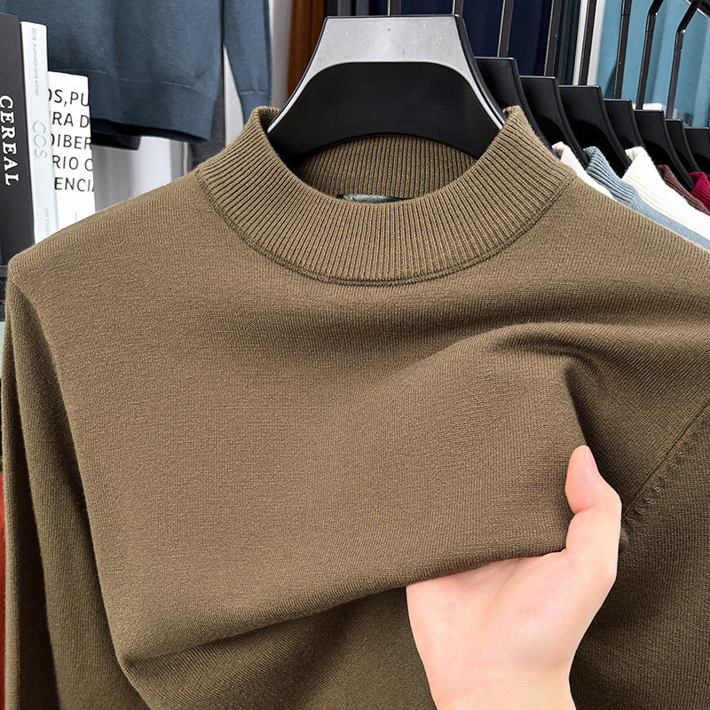 Men's autumn and winter high-quality cashmere solid color stand collar warm sweater