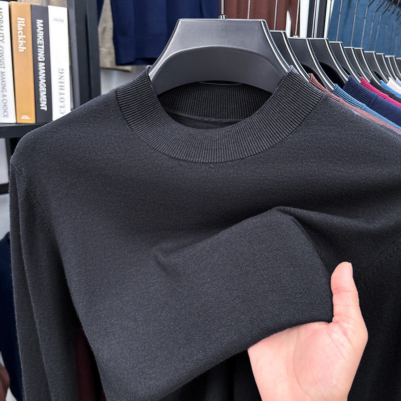 2025 Autumn and Winter Men's Stand Collar Cashmere Casual T-shirt