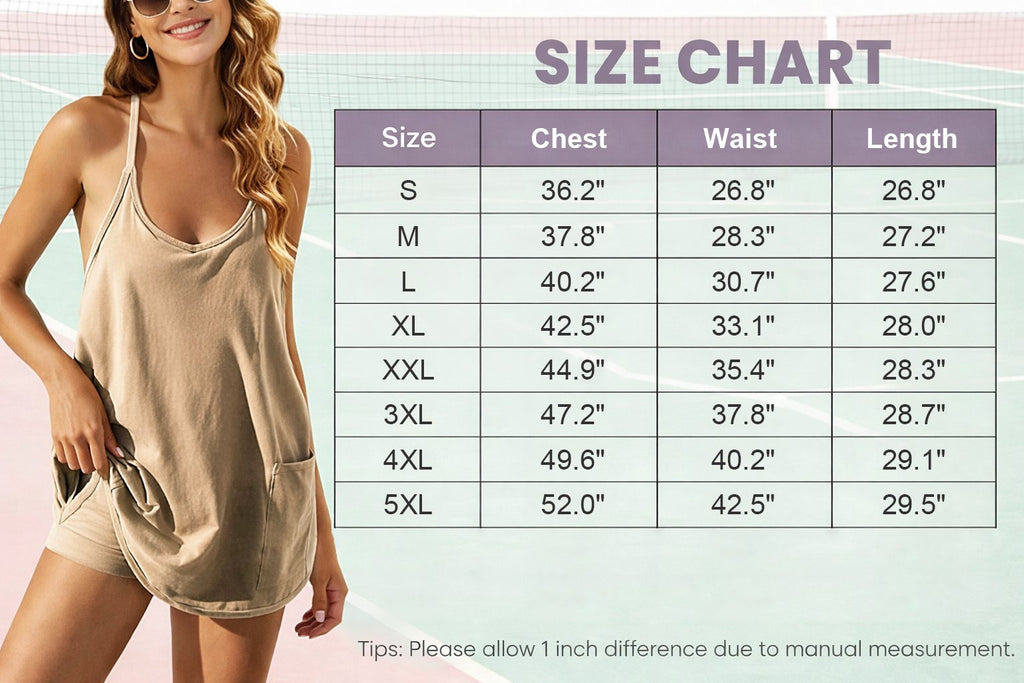 💝💝 Women's Summer Sleeveless Mini Dress with Built-in Shorts V Neck Spaghetti Straps Athletic Shorts Tennis Dress with Pockets