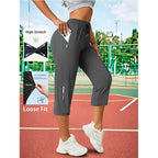 📦📦Women’s Capri Pants – Loose Fit, Summer Drawstring Waist, Zipper Pockets, Breathable High-Stretch Fabric, Suitable for Everyday Wear
