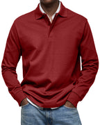 CLEARANCE🔥 Men's Everyday Comfort Lapel Button Casual Long Sleeve POLO Shirt