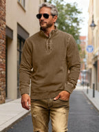 NEW🔥 Men's Retro Casual Stand Collar Button Solid Color Sweatshirt