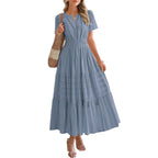 ✨✨Women's Summer 2026 Casual Maxi Dress Lightweight Short Sleeve V Neck Boho Dress with Pockets #Outdoorfun