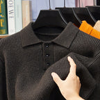 2025 Men's Autumn and Winter Cashmere Ribbed Knit Polo Sweater
