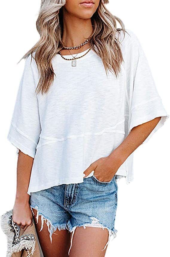📦📦Panel Solid Color Flared Sleeve T-Shirt