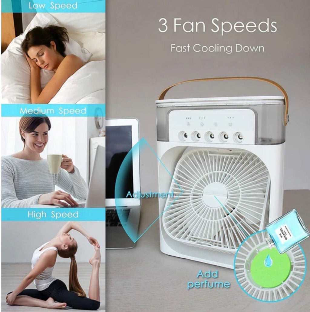 Summer Sale Now Live! Portable Mini Air Cooler Fan | Portable Humidifier Air Cooler Mist Fan Mini Table Fan for Home with 3 Speed Mode with Water Spray