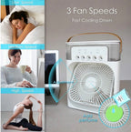 Summer Sale Now Live! Portable Mini Air Cooler Fan | Portable Humidifier Air Cooler Mist Fan Mini Table Fan for Home with 3 Speed Mode with Water Spray