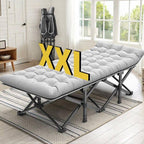 💚Foldable Guest Bed with Mattress, Outdoor Camping Cot with 4-Position Adjustable Reclining Nap Chair for Home Office, Supports 250LBs, Black