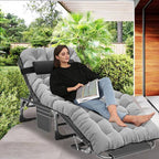 💚Foldable Guest Bed with Mattress, Outdoor Camping Cot with 4-Position Adjustable Reclining Nap Chair for Home Office, Supports 250LBs, Black