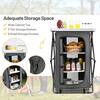 💚Grey Portable Outdoor Camping Storage Cabinet Folding Organizer Kitchen Table W/3-Shelves and Carry Bag For BBQ 35 in. H