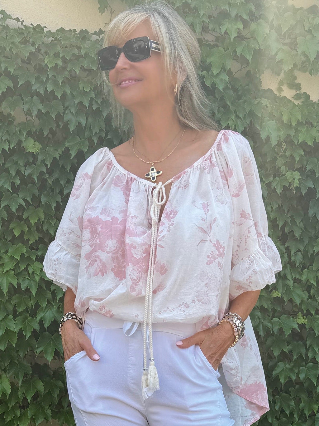 💝💝100% Cotton Wear It 2-Ways Feminine Top | T347