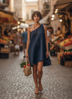 Women's Minimalist Linen-Blend One-Shoulder Sleeveless Mini Dress With Frayed Hem