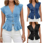 📦📦LAST DAY SAVE 49% ⏰V-Neck Denim Peplum Vest
