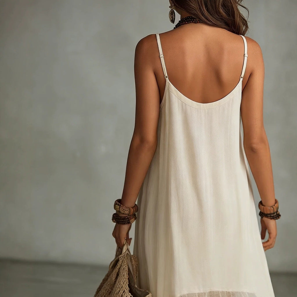 💝💝Boho Irregular Ruffle Hem Sleeveless Chiffon Maxi Dress