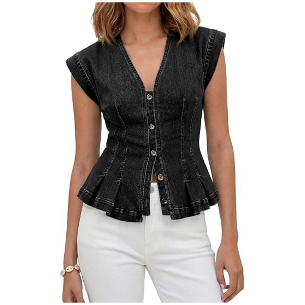 📦📦LAST DAY SAVE 49% ⏰V-Neck Denim Peplum Vest