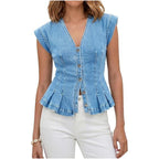 📦📦LAST DAY SAVE 49% ⏰V-Neck Denim Peplum Vest