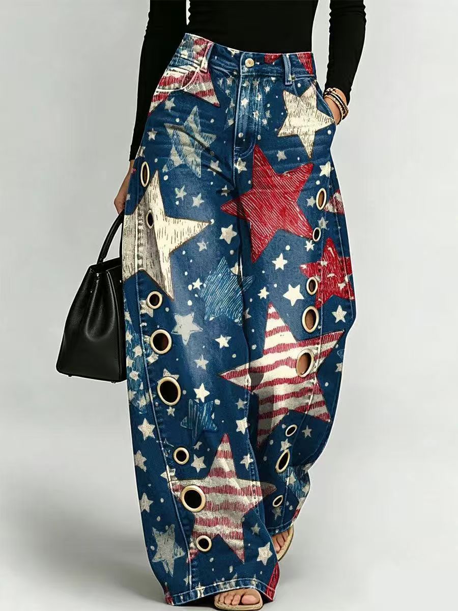 📦📦LAST DAY SAVE 49% ⏰Women's Retro Floral Art Print Casual Stylish Hollow Pants