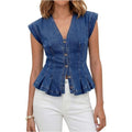 📦📦LAST DAY SAVE 49% ⏰V-Neck Denim Peplum Vest