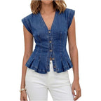 📦📦LAST DAY SAVE 49% ⏰V-Neck Denim Peplum Vest