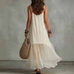 💝💝Boho Irregular Ruffle Hem Sleeveless Chiffon Maxi Dress
