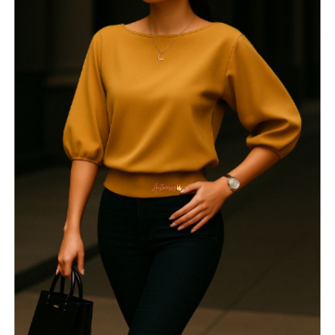 💝💝Elegant Off-Shoulder Batwing Sleeve Blouse – Soft Solid Color Casual Top