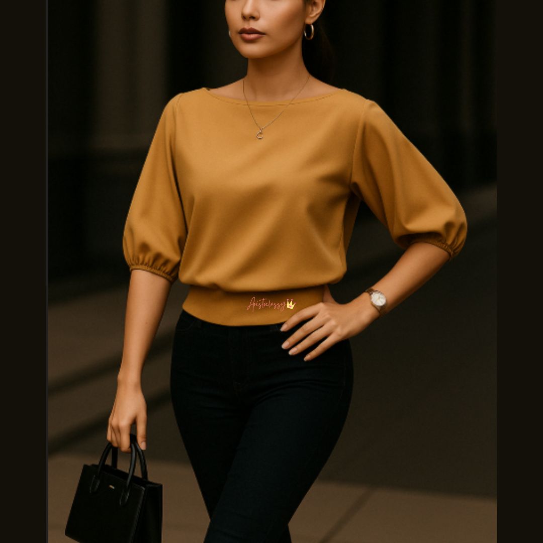💝💝Elegant Off-Shoulder Batwing Sleeve Blouse – Soft Solid Color Casual Top