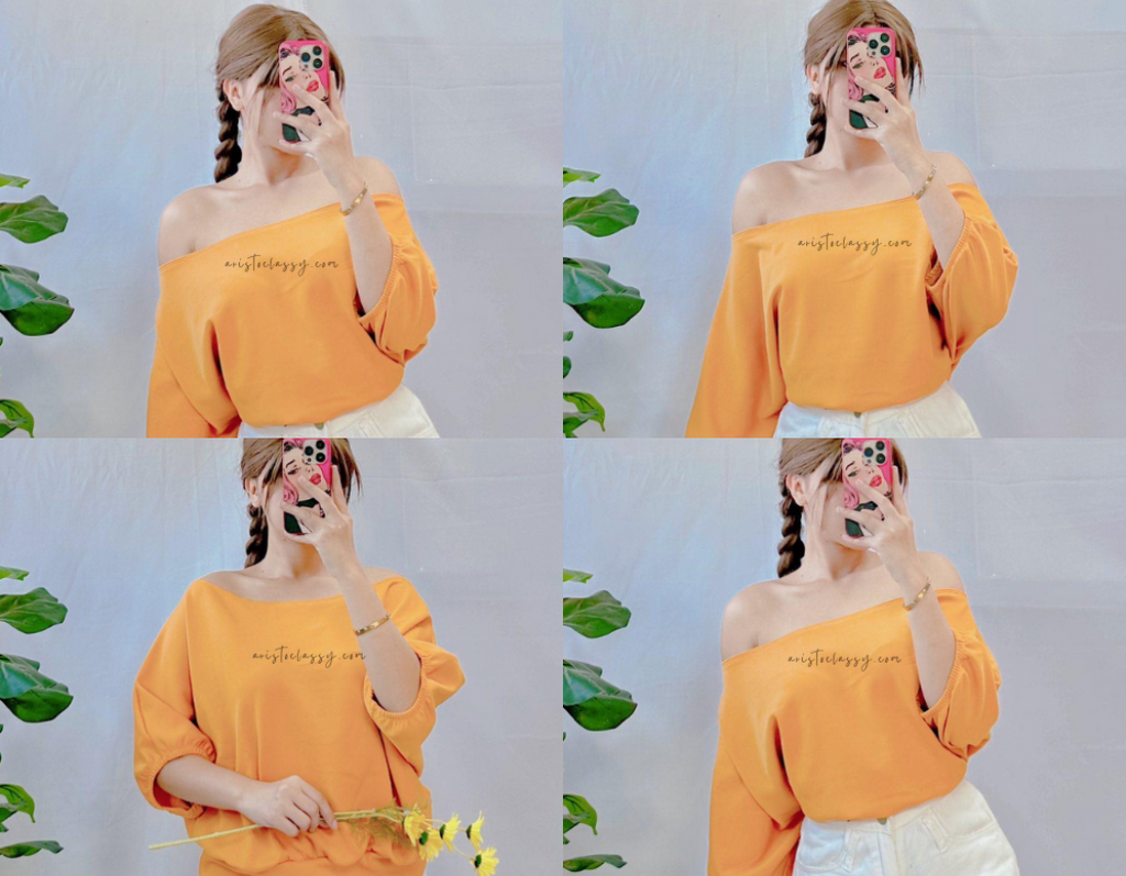 💝💝Elegant Off-Shoulder Batwing Sleeve Blouse – Soft Solid Color Casual Top