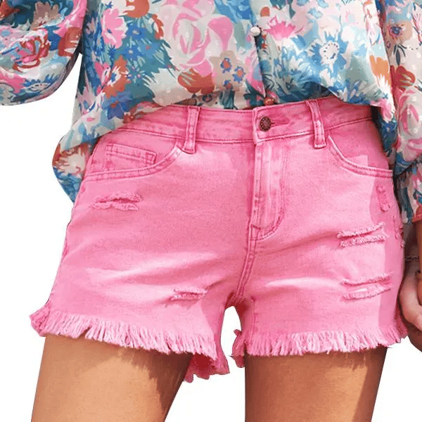 📦📦Women's Casual Mid Rise Denim Shorts Stretch Ripped Raw Hem Jean Shorts – Stylish & Comfortable Women's Fashion