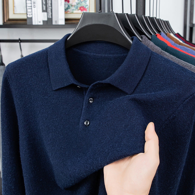 Men's comfortable and fashionable cashmere knitted polo shirt