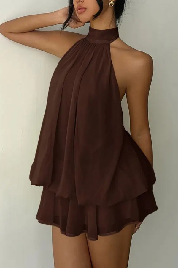 💝💝Chiffon Halter Neck Backless Mini Dress | Vacation Style