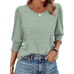 ✨⏰LAST DAY SAVE 49% ⏰ Women Dressy Casual 3/4 Length Sleeve Blouses with Smocked Cuffs