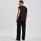 📦📦Mens 2 Piece Rib Knit Sweatsuit Tank Top Baggy Wide Leg Pants Set Vacation Beach Outfit for Men