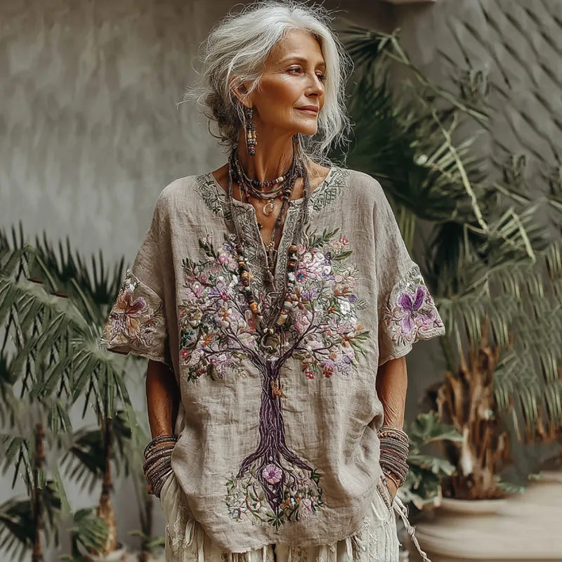 Women's Tree Of Life Floral Art Comfy Shirt