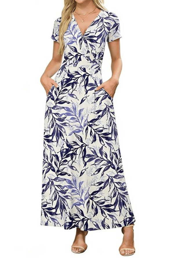 📦📦👗 V-Neck Maxi Dress — Elegant, Waist-Defining, Comfortable, and Casual Summer Long Dress