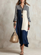 📦📦Women's Striped Spliced 3/4 Sleeves dress