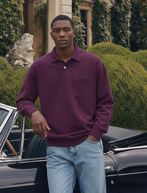 CLEARANCE SALE🔥 Men's Fashion Retro Washed Distressed Cotton Lapel Long Sleeve Polo Shirt