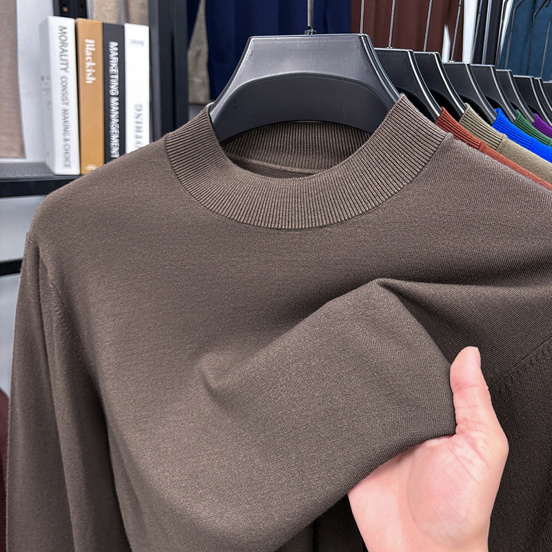 2025 Autumn and Winter Men's Stand Collar Cashmere Casual T-shirt