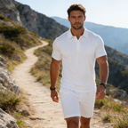💝💝👕Two-piece summer set for men consisting of a polo shirt and shorts