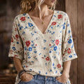 Women's Independence Day Flora Art Print T-shirt
