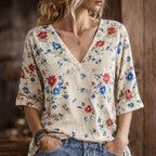 Women's Independence Day Flora Art Print T-shirt
