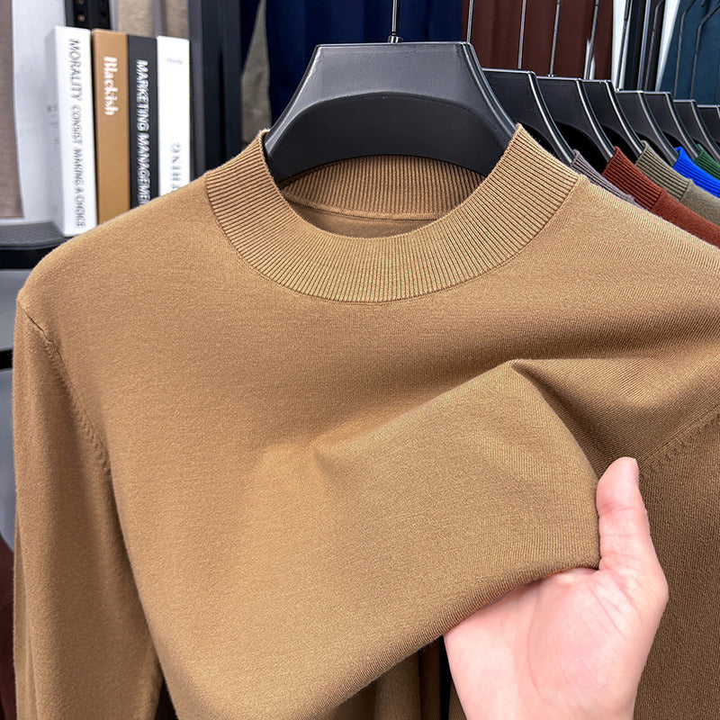 2025 Autumn and Winter Men's Stand Collar Cashmere Casual T-shirt