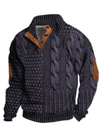 Men's Casual Retro Cashmere Stand Collar Button Sweatshirt