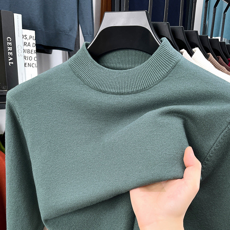 Men's autumn and winter high-quality cashmere solid color stand collar warm sweater