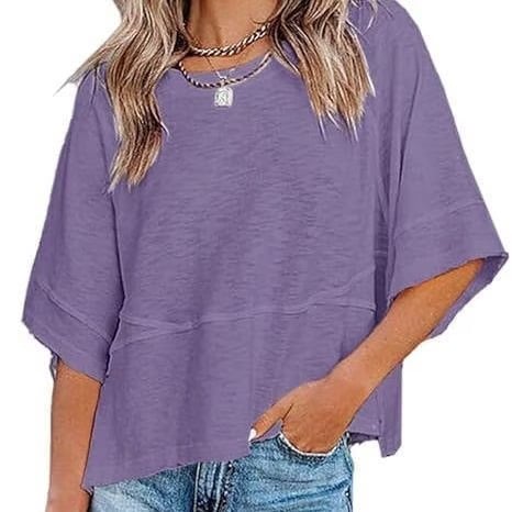 📦📦Panel Solid Color Flared Sleeve T-Shirt