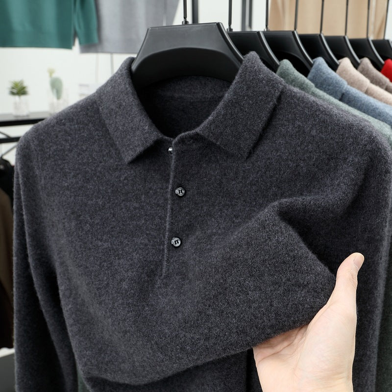 2025 Men's Cashmere Premium Knit Polo Sweater