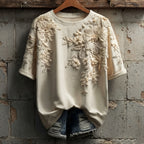 Women's Retro Floral Embroidery Casual Short-sleeve T-shirt