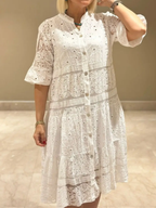 CLEARANCE🔥Women's V-neck Mid-sleeve Hollow Dress