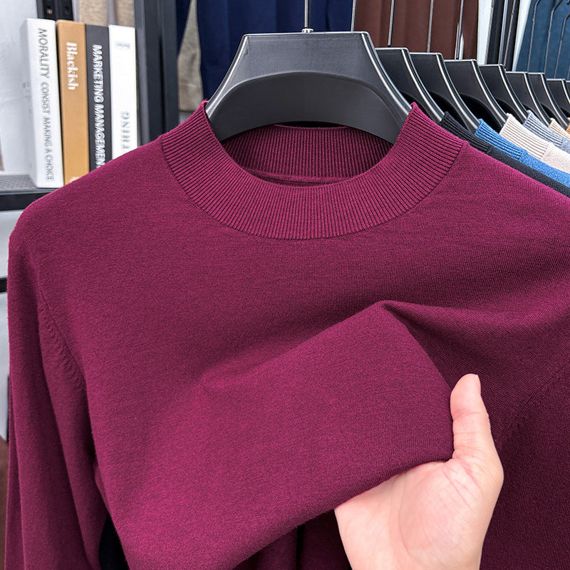 2025 Autumn and Winter Men's Stand Collar Cashmere Casual T-shirt