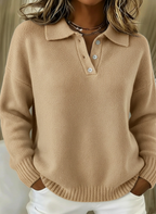 📦📦CLEARANCE SALE🔥Classic Polo Neck Button-Down Solid Color Sweater Top